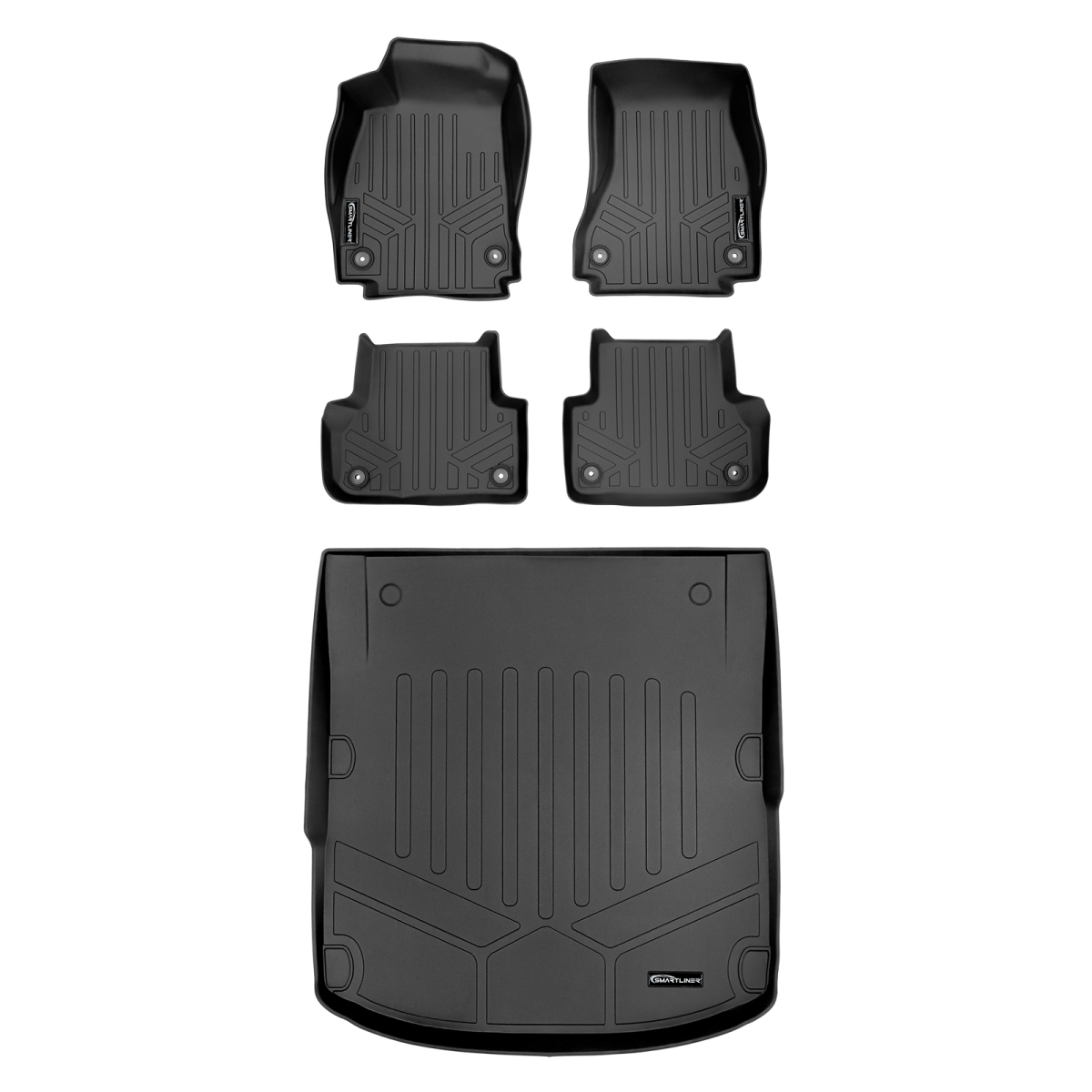 SA0352-B0352-D0352 Custom Fit 2 Rows Floor Mats & Cargo Liner Set for 2017-2021 Audi A4, Black