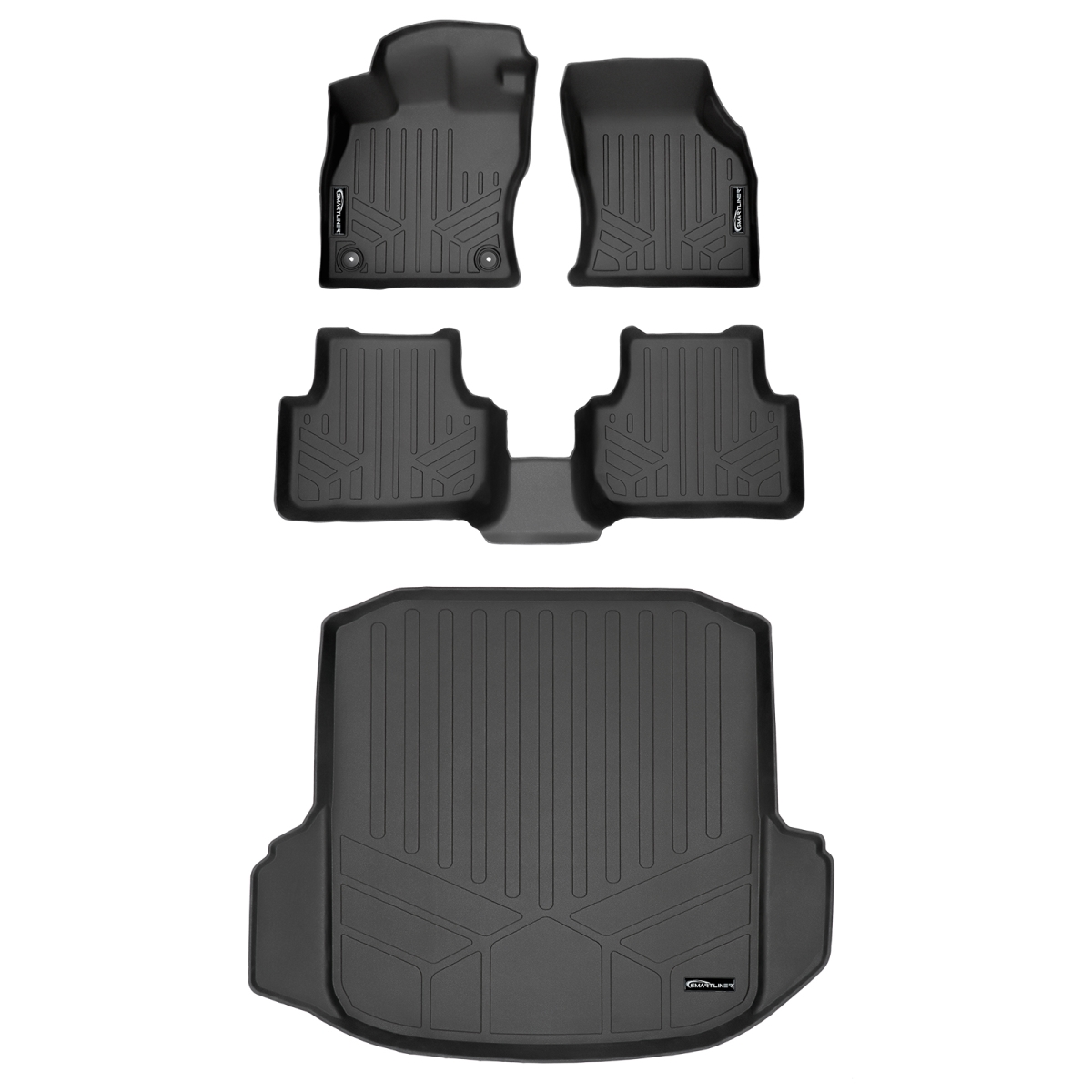 SA0429-B0429-D0429 Custom Fit 2 Rows Trunk Floor Mats & Cargo Liner Set for 2019-2021 Volkswagen Jetta, Black