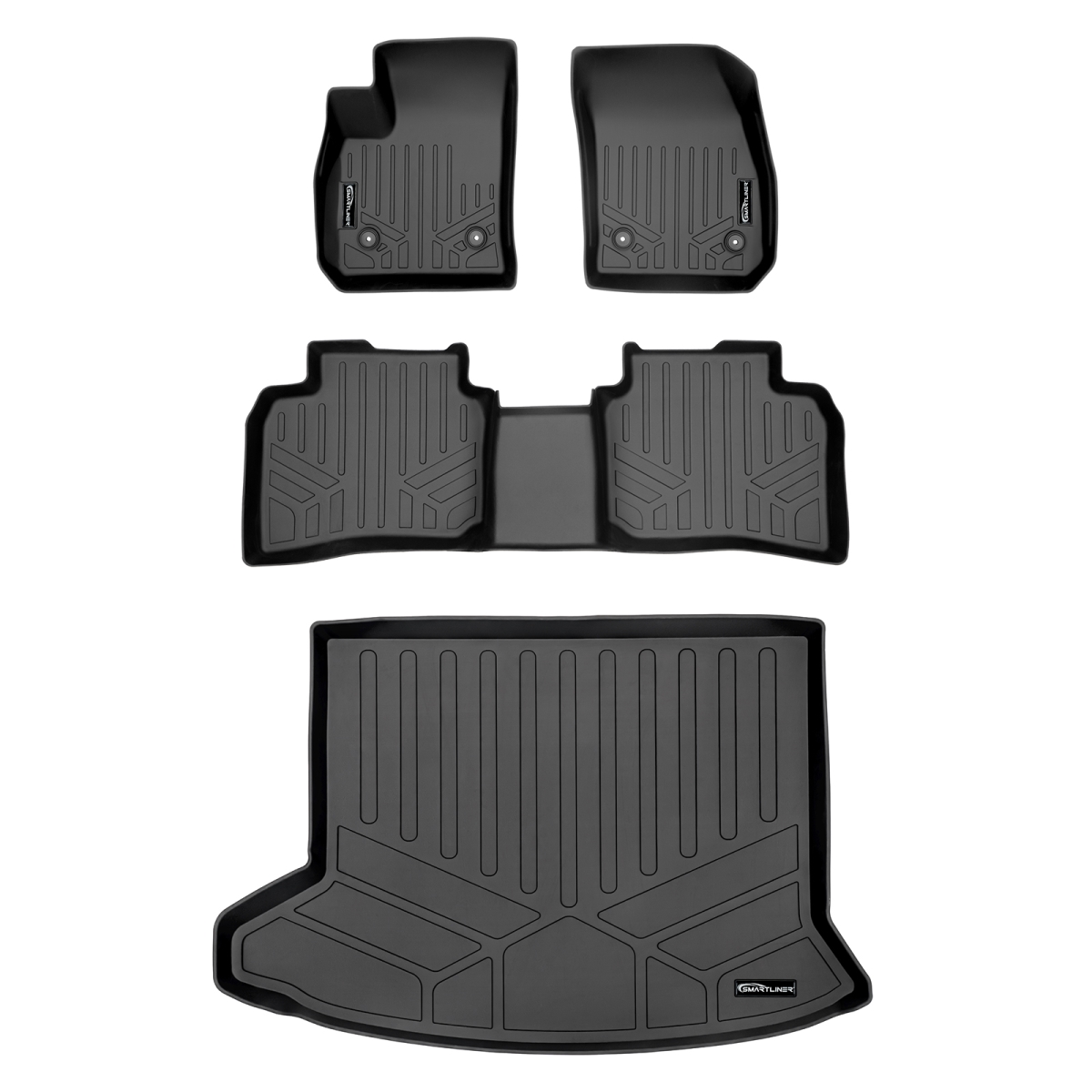 SA0419-B0419-D0419 Custom Fit 2 Rows Floor Mats & Cargo Liner Trunk Set for 2019-2022 Cadillac XT4, Black