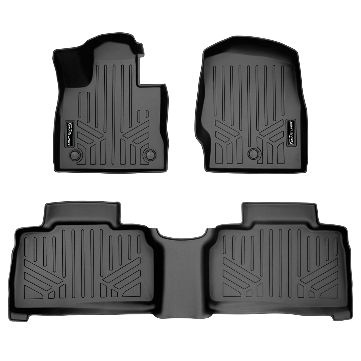 SA0423-B0423 All Weather Custom Fit 2 Row Floor Mats Liner Set - Fits 6 & 7 Passenger Models for 2020-2023 Ford Explorer, Black