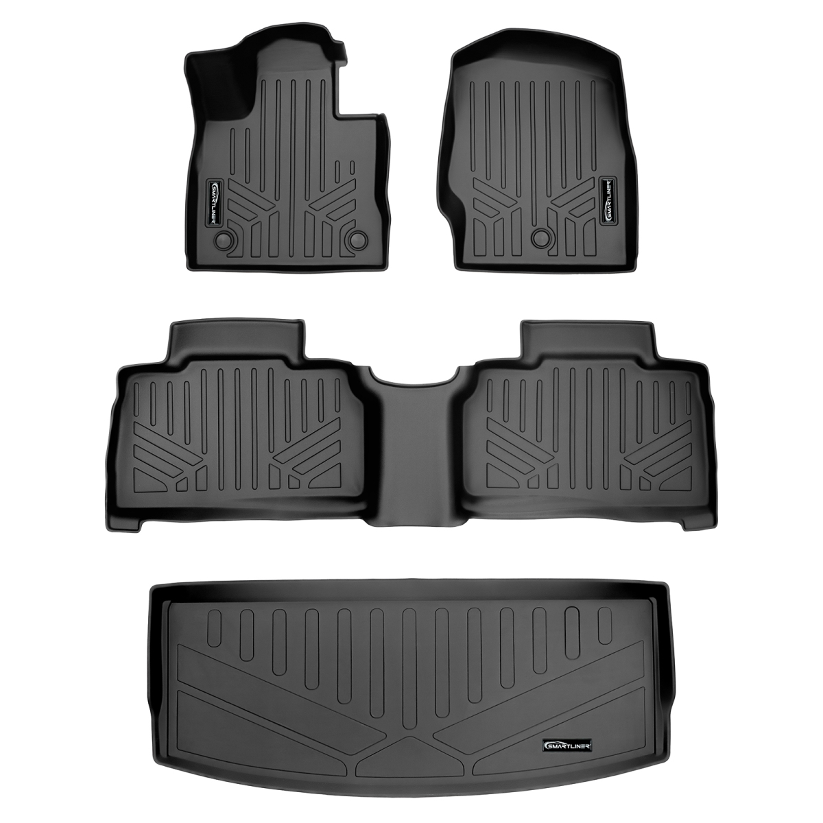 SA0423-B0423-E0423 Custom Fit 2 Rows Behind 3rd Row Floor Mats & Cargo Liner Set - Fits 6-7 Passenger Models for 2020-2023 Ford Explorer, Black