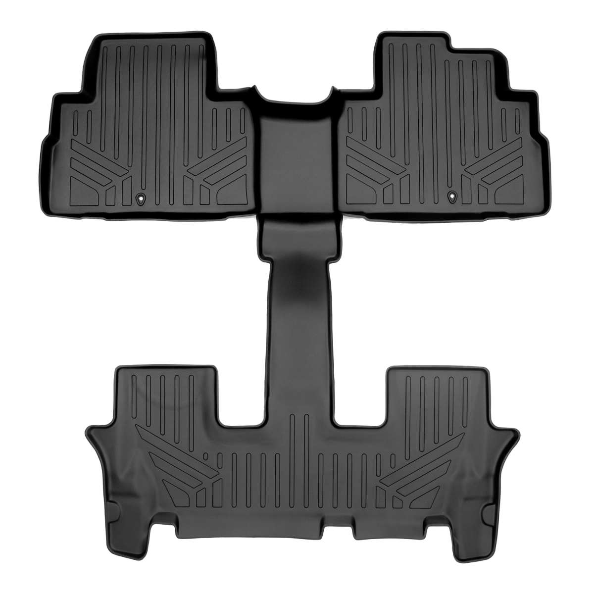 All Weather Custom Fit 2nd & 3rd Row Floor Mat Liner Set with 2nd Bucket Seats Without Center Console for 2020-2022 Kia Telluride, Black