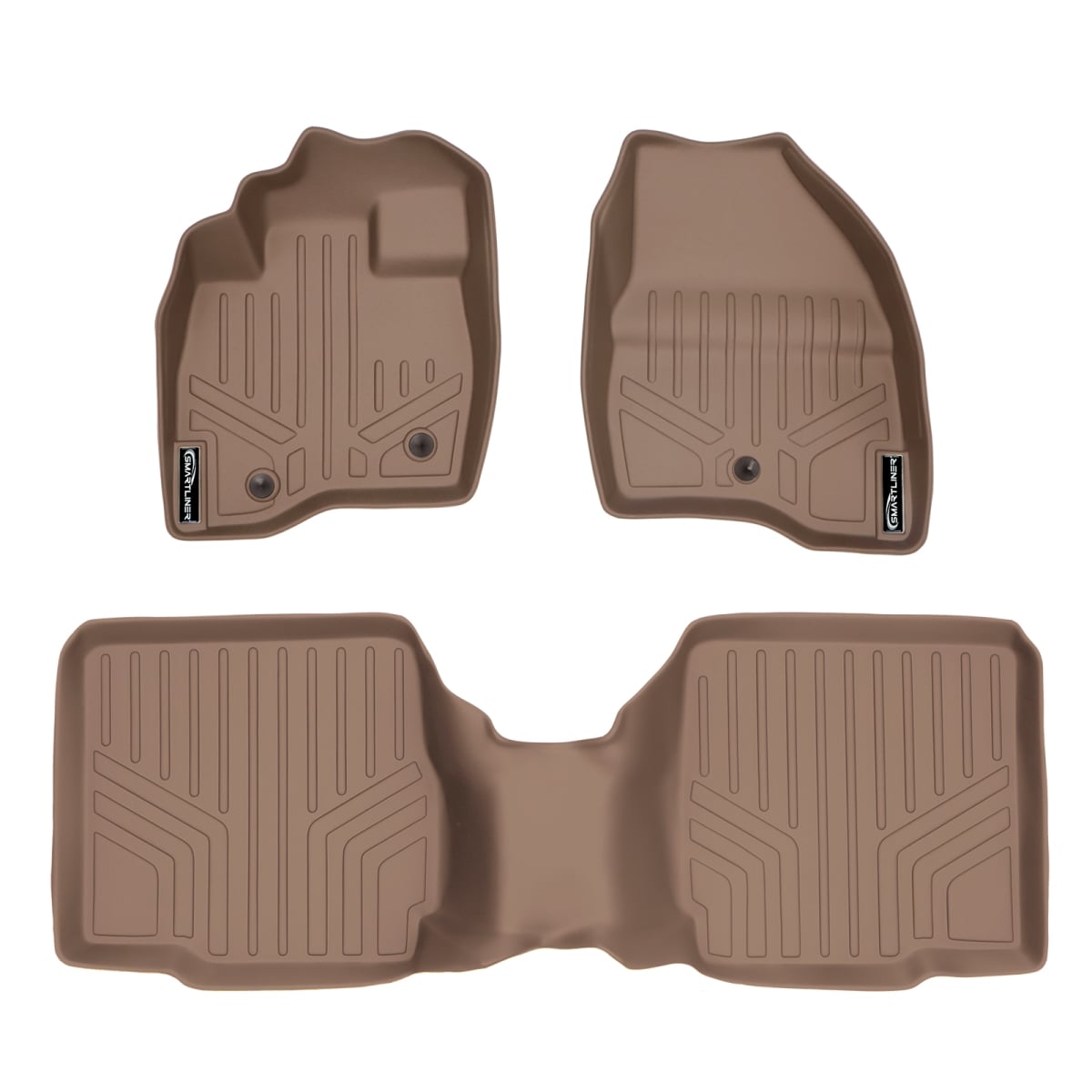 SA1245-B1109 Custom Fit Floor Mats 2 Row Liner Set for 2017-2019 Ford Explorer, Tan