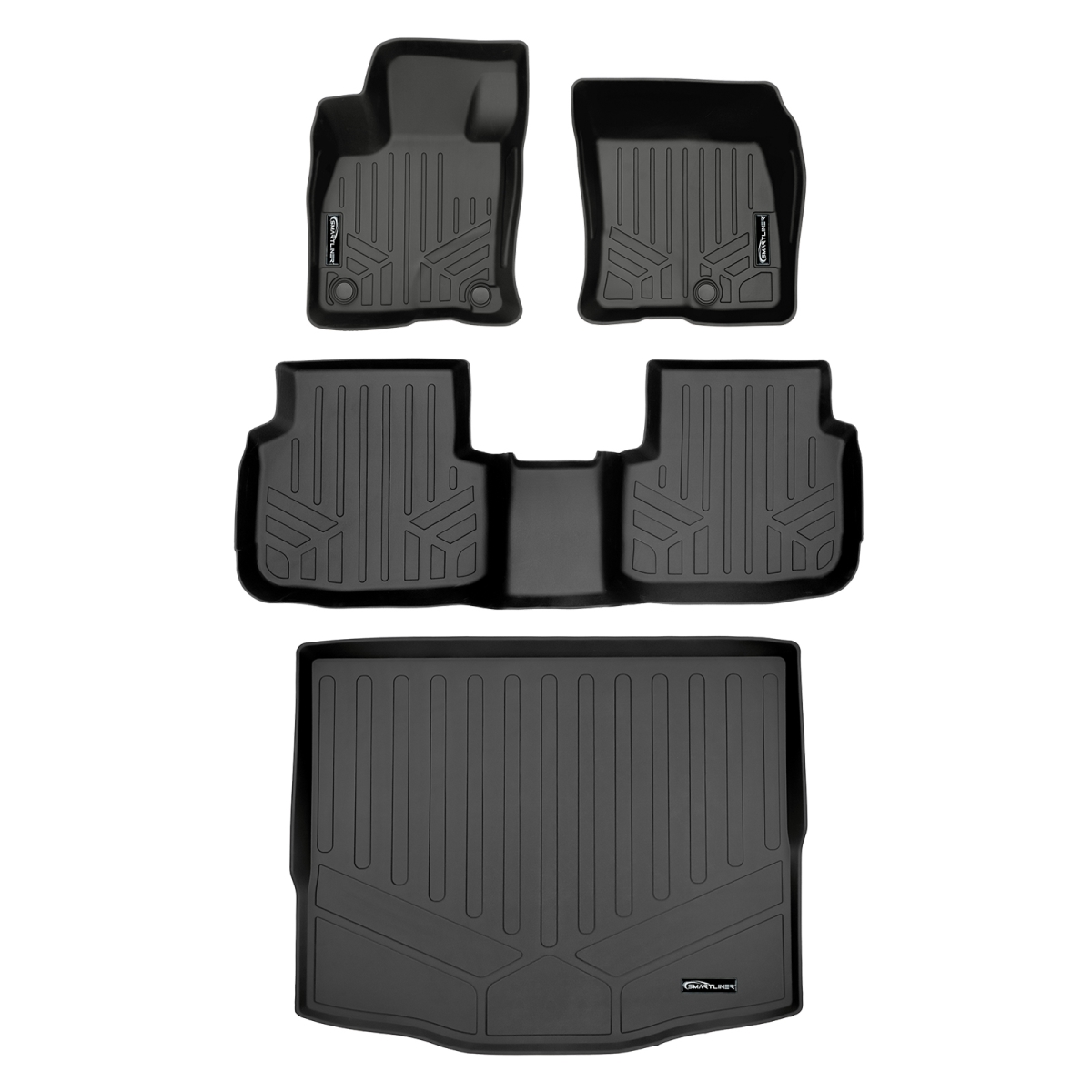 SA0477-B0477-D0477 All Weather Customer Fit 2 Rows Behind 2nd Row Floor Mats & Cargo Liner Set for 2020-2021 Ford Escape, Black
