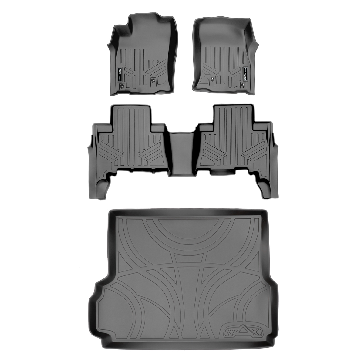SA2040-B2120-D2093 All Weather Custom Fit 2 Rows Floor Mats & Cargo Liner Set for 2010-2013 Lexus GX460, Gray