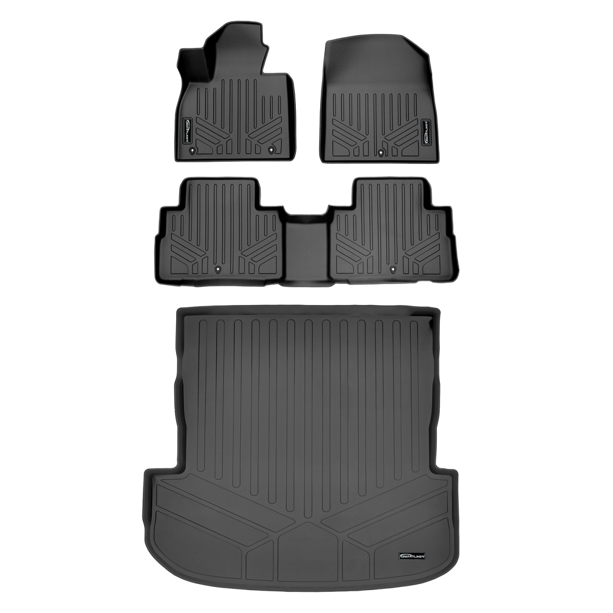 SA0472-B0472-D0472 2 Rows Trunk Floor Mats & Cargo Liner Set - Fits Bench & Bucket Seats for 2020-2022 Hyundai Palisade Black