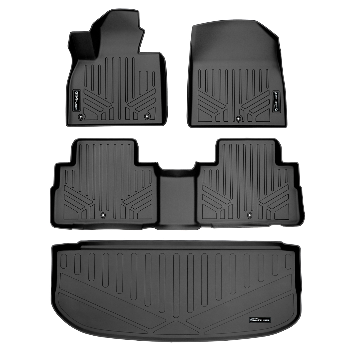 SA0472-B0472-E0472 Custom Fit 2 Rows Behind 3rd Row Floor Mats & Cargo Liner Set for 2020-2022 Hyundai Palisade, Black