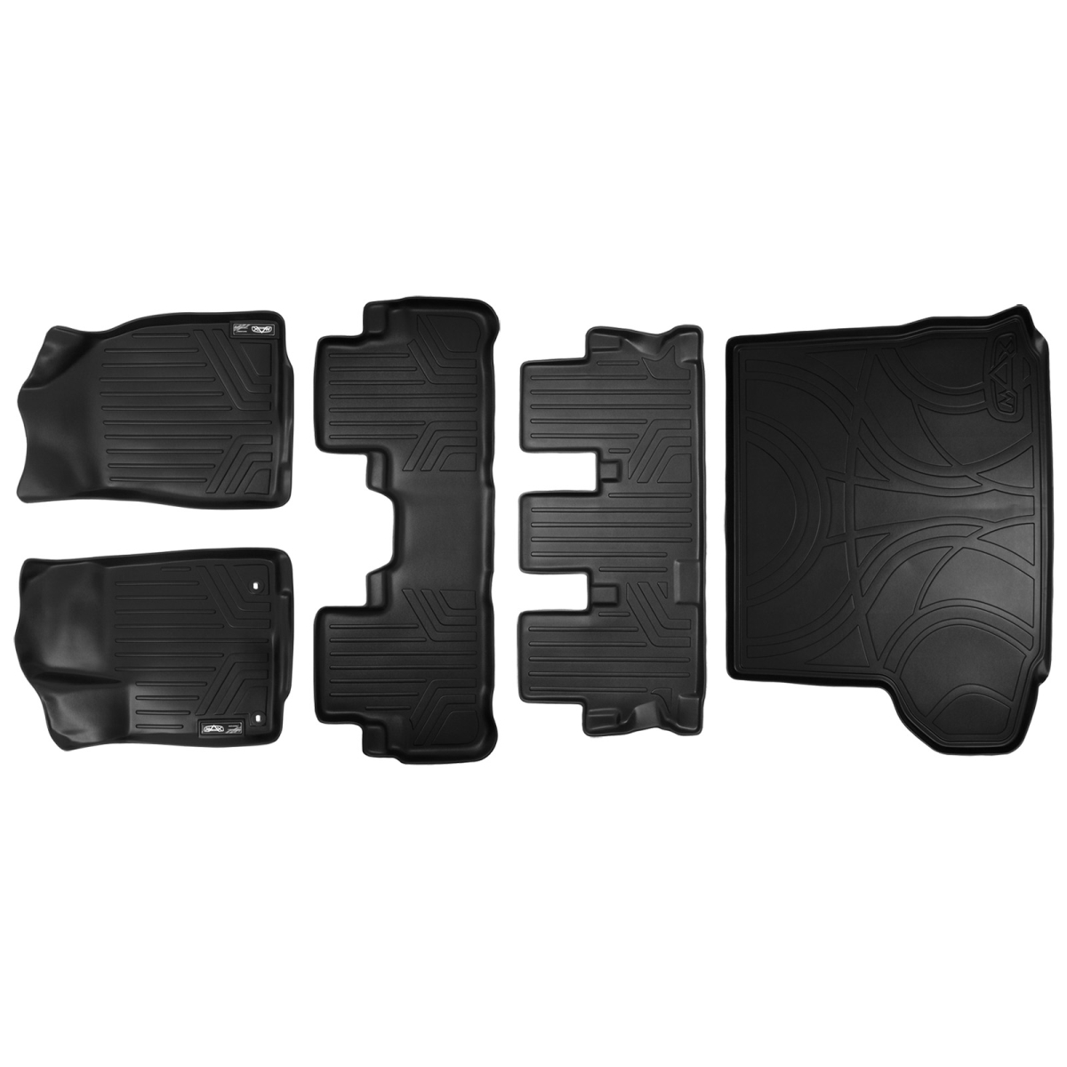 SA0152-B0152-C0152-D0152 3 Rows Behind 2nd Row Floor Mats & Cargo Liner Set with Bench Seat for 2014-2019 Toyota Highlander, Black