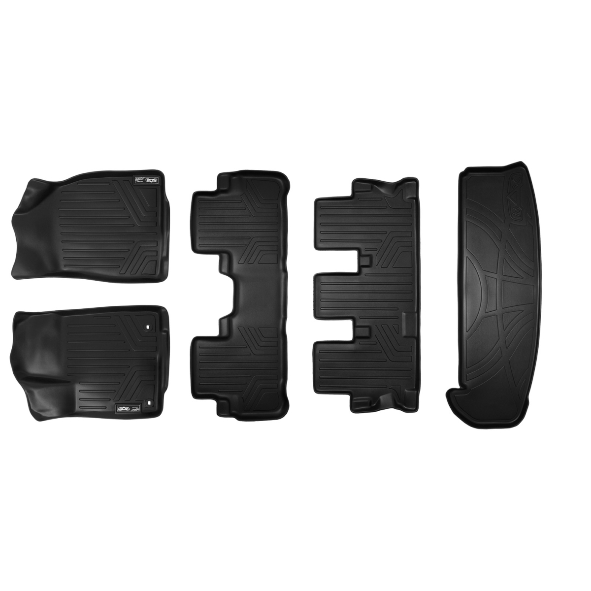 SA0152-B0152-C0152-E0152 3 Rows Behind Floor Mats & Cargo Liner Set with 2nd Row Bench Seat for 2014-2019 Toyota Highlander, Black