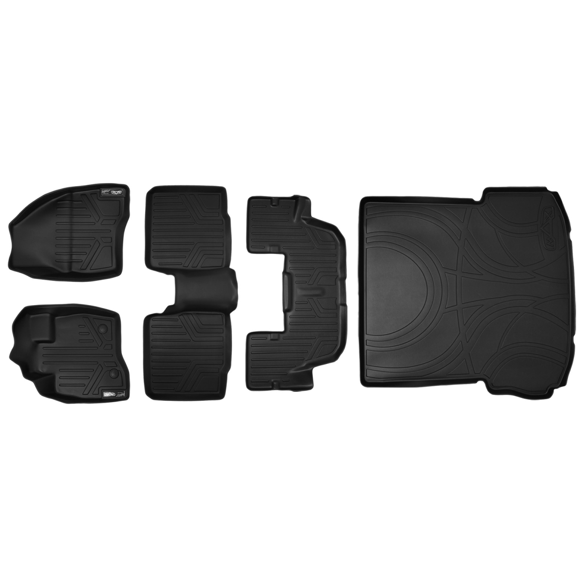 SA0161-B0082-C0082-D0082 3 Rows Behind 2nd Row Floor Mats & Cargo Liner Set without Center Console for 2015-2016 Ford Explorer, Black
