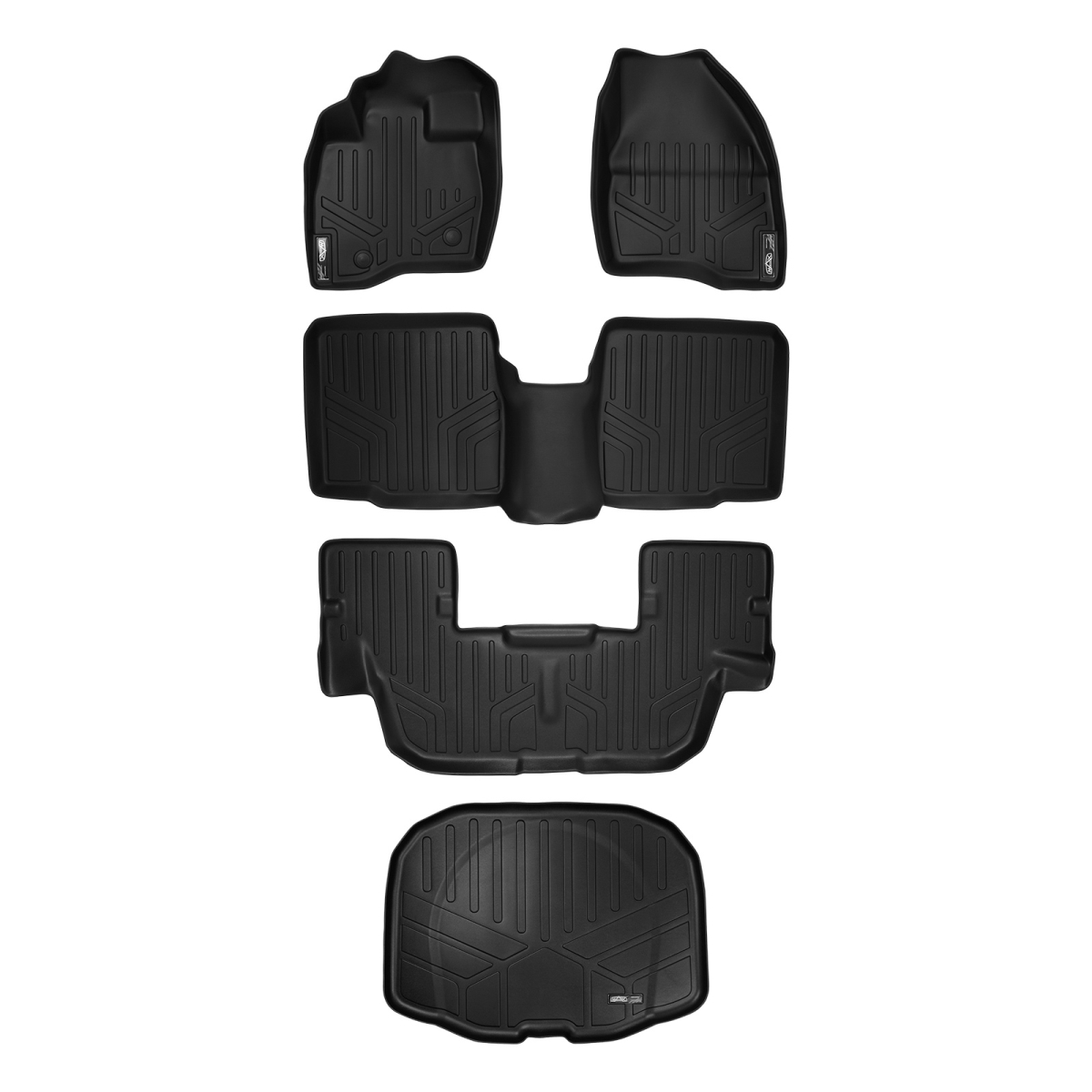 SA0161-B0082-C0082-E0082 3 Rows Behind Floor Mats & Cargo Liner Set without 2nd Row Center Console for 2015-2016 Ford Explorer, Black