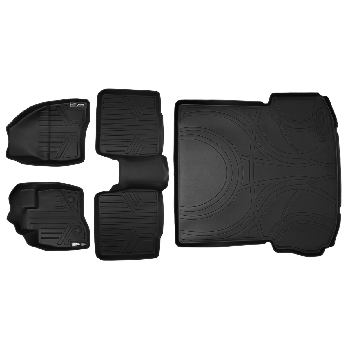 SA0161-B0082-D0082 2 Rows Behind Floor Mats & Cargo Liner Set without Center Console for 2015-2016 Ford Explorer, Black