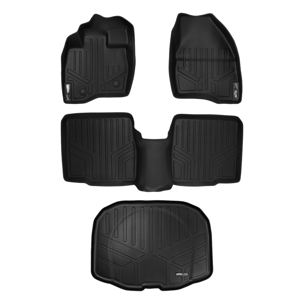 SA0161-B0082-E0082 2 Rows Behind 3rd Row Floor Mats & Cargo Liner Set without Center Console for 2015-2016 Ford Explorer, Black