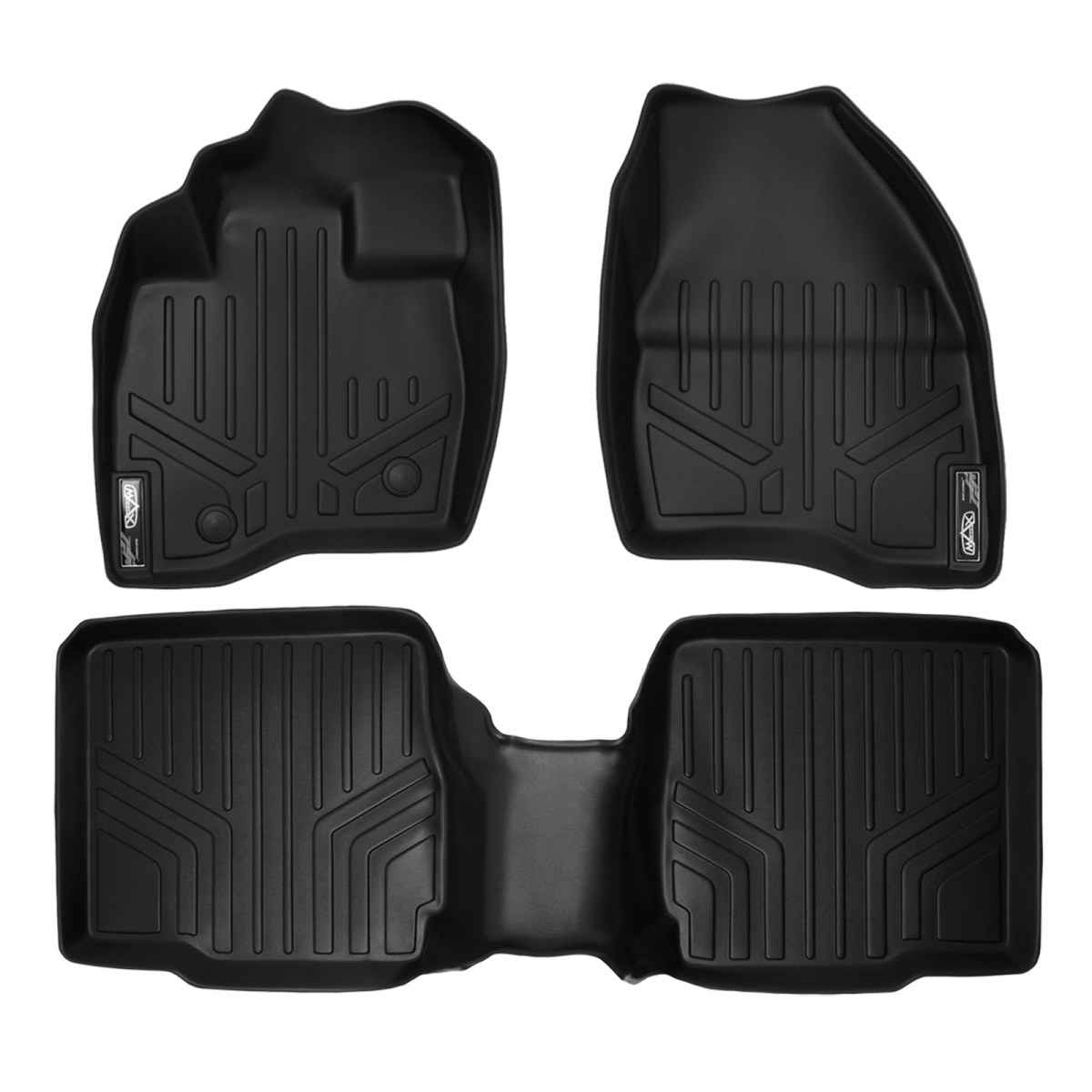 SA0161-B0109 Custom Fit 2 Row Floor Mats Liner Set with 2nd Row Center Console for 2015-2016 Ford Explorer, Black