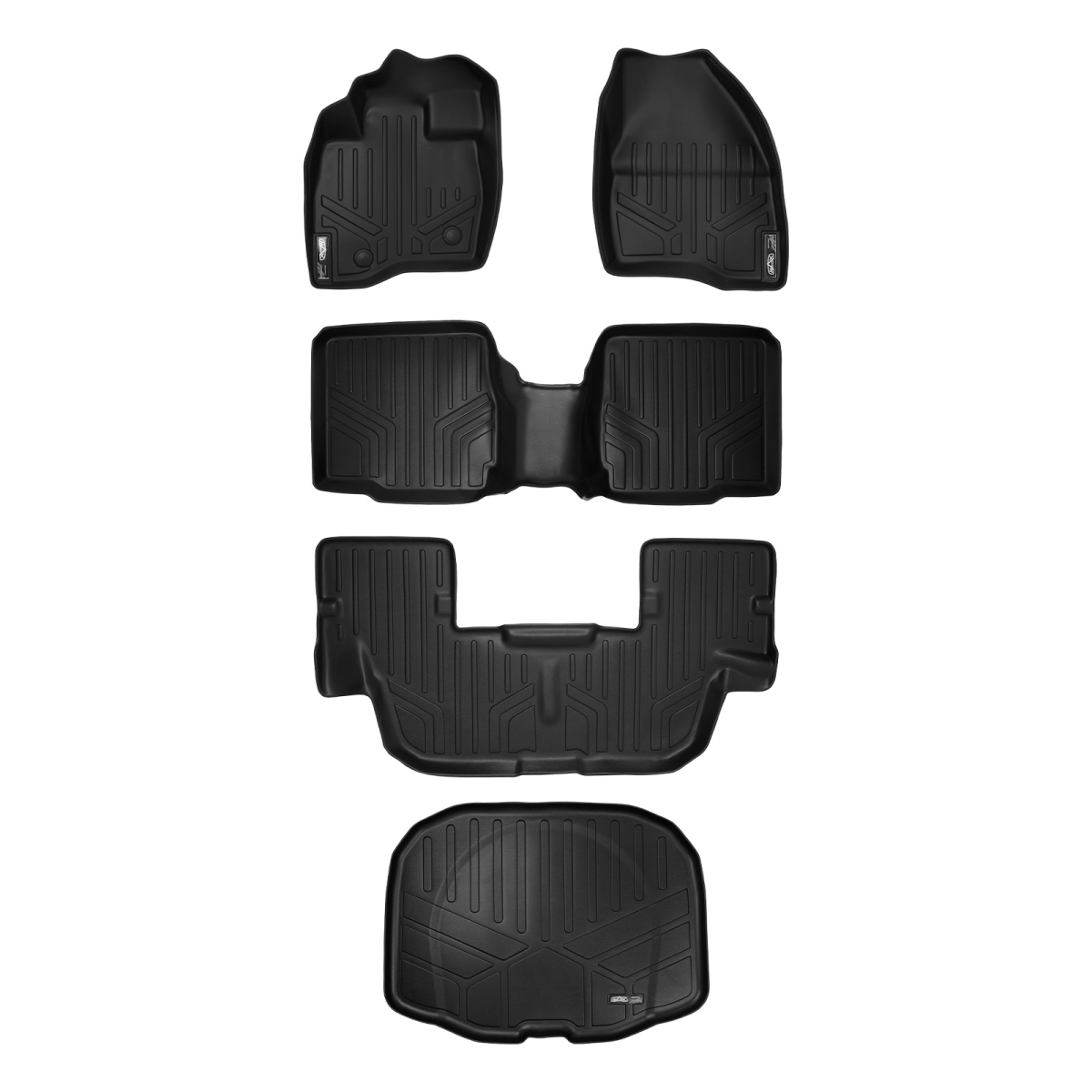 SA0161-B0109-C0082-E0082 3 Rows Behind Floor Mats & Cargo Liner Set with 2nd Row Center Console for 2015-2016 Ford Explorer, Black