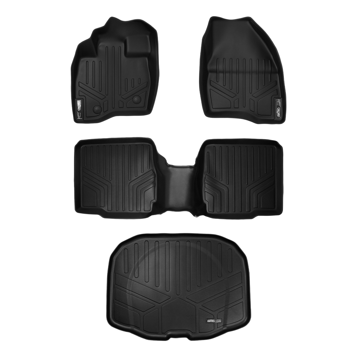 SA0161-B0109-E0082 2 Rows Behind 3rd Row Floor Mats & Cargo Liner Set with Center Console for 2015-2016 Ford Explorer, Black