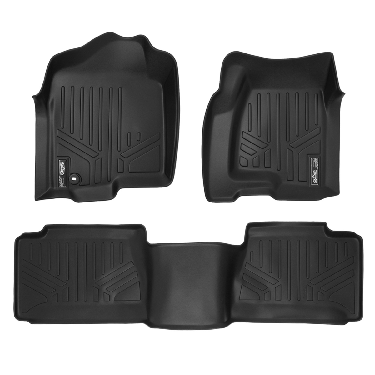 SA0178-B0179 2 Row Floor Mats Liner Set - Extended Cab Classic Body Style for 2001-2007 Chevy Silverado 1500, Black