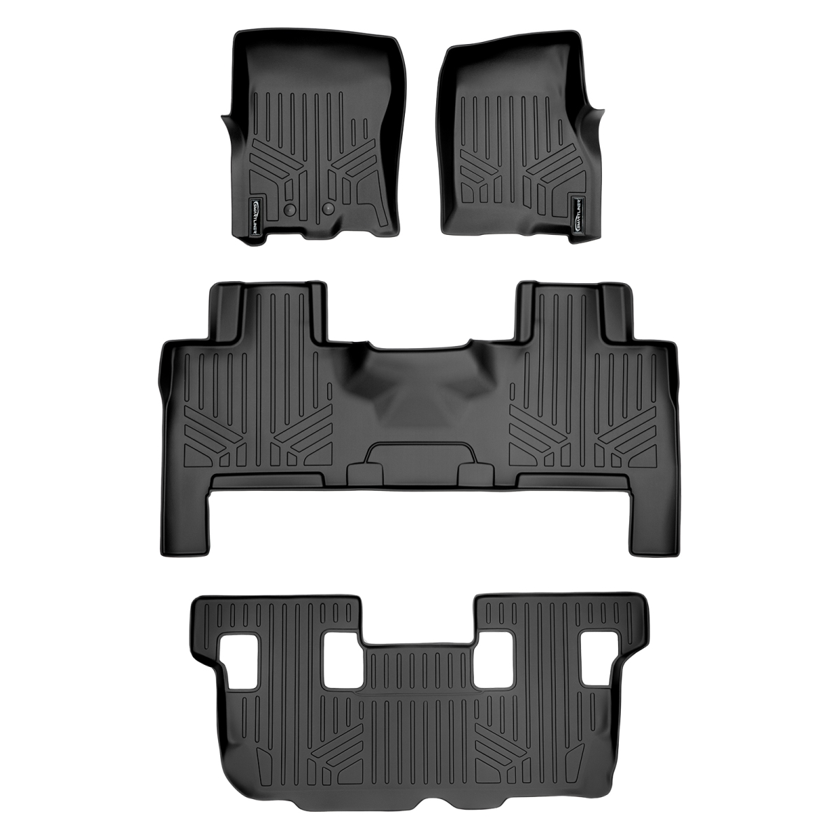 SA0183-B0183-C0183 Custom 3 Row Floor Mats Liner Set with 2nd Row Bench Seat or Console for 2011-2017 Ford Expedition, Black