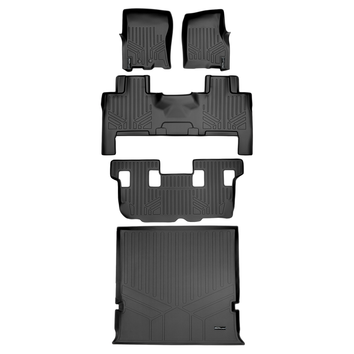 SA0183-B0183-C0183-D0183 Behind 2nd Row Floor Mats & Cargo Liner Set with 2nd Row Bench Seat or Console for 2011-2017 Ford Expedition, Black