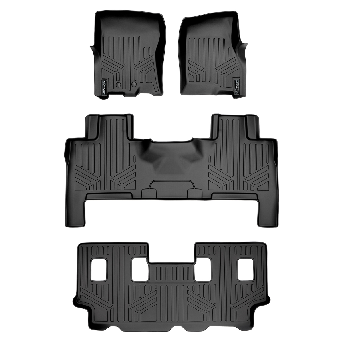 SA0183-B0183-C0185 3 Row Floor Mats Liner Set with 2nd Row Bench Seat or Console for 2011-2017 Ford Expedition, Black
