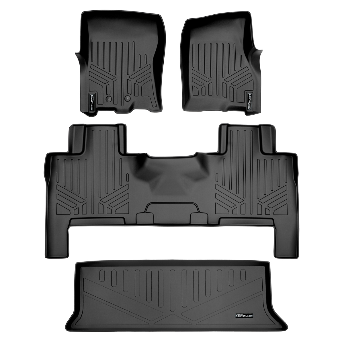 SA0183-B0183-E0183 Behind 3rd Row Floor Mats & Cargo Liner Set for 2011-2017 Ford Expedition, Black