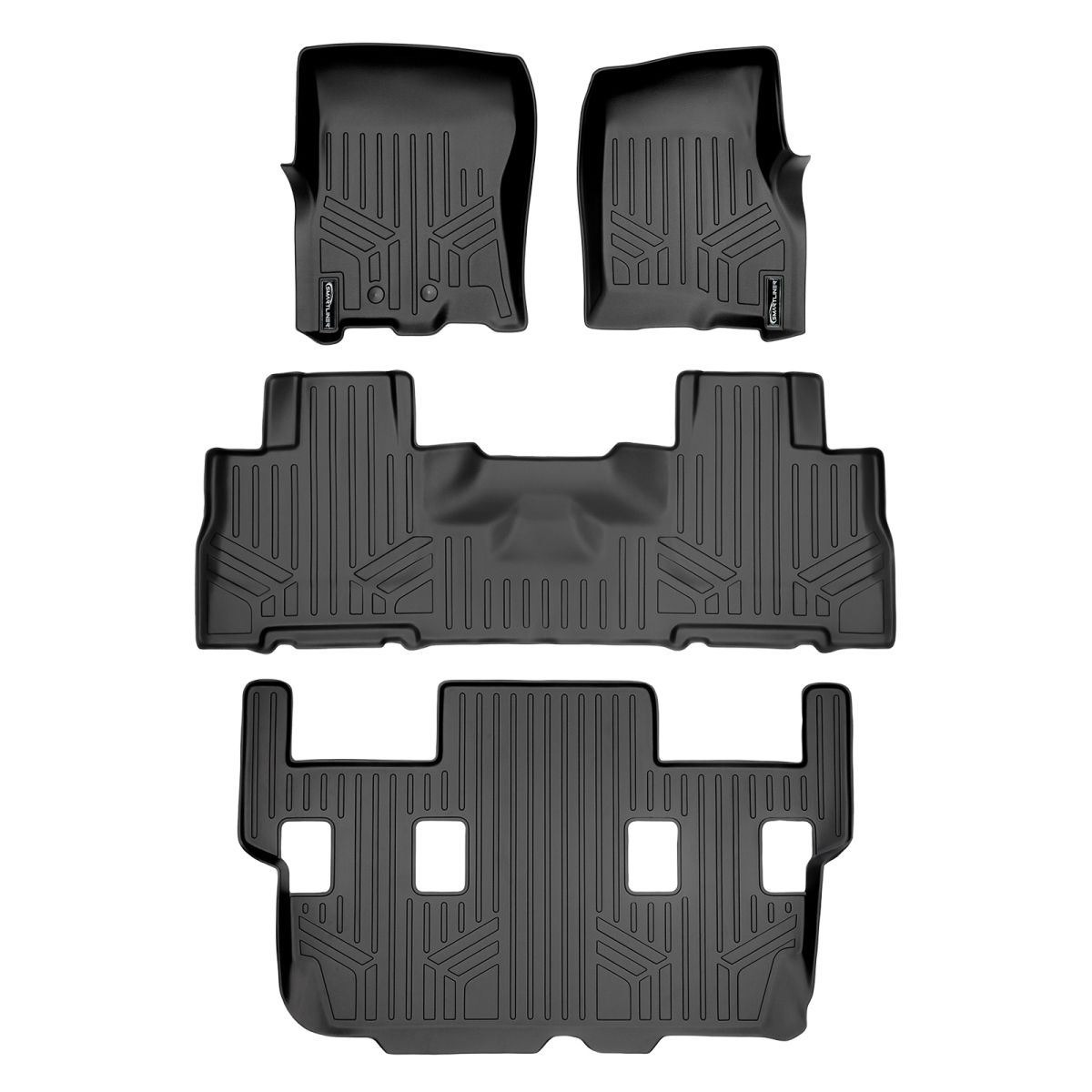 SA0183-B0303-C0184 3 Row Floor Mats Liner Set with 2nd Row Bucket Seats without Console for 2011-2017 Ford Expedition & Lincoln Navigator, Black