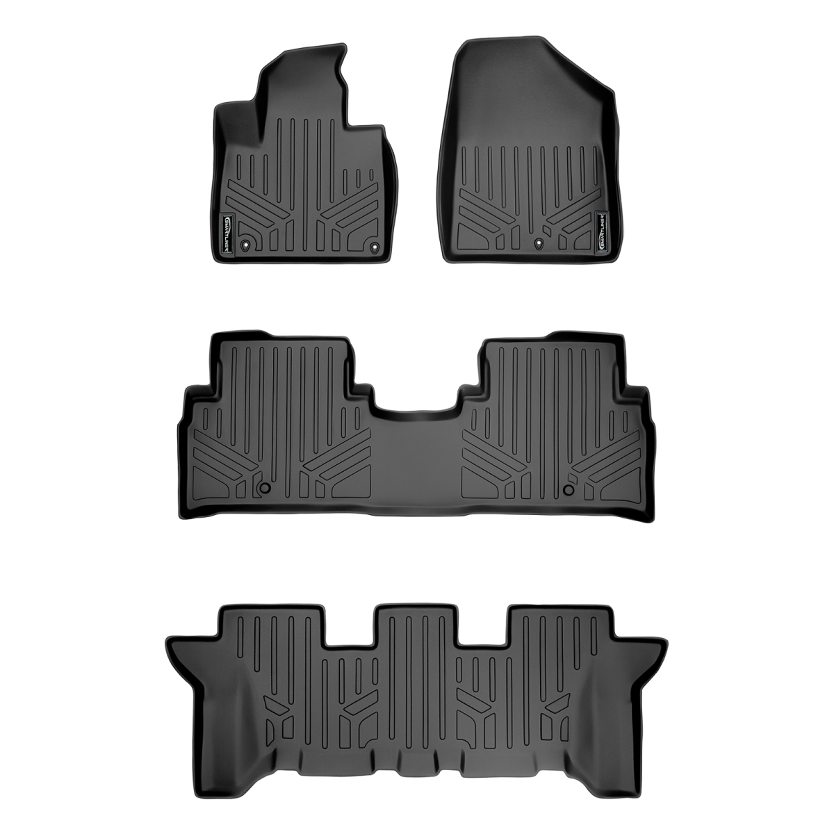 SA0191-B0191-C0191 Custom Fit 3 Row Floor Mats Liner Set - 7 Passenger Model Only for 2016-2020 Kia Sorento, Black