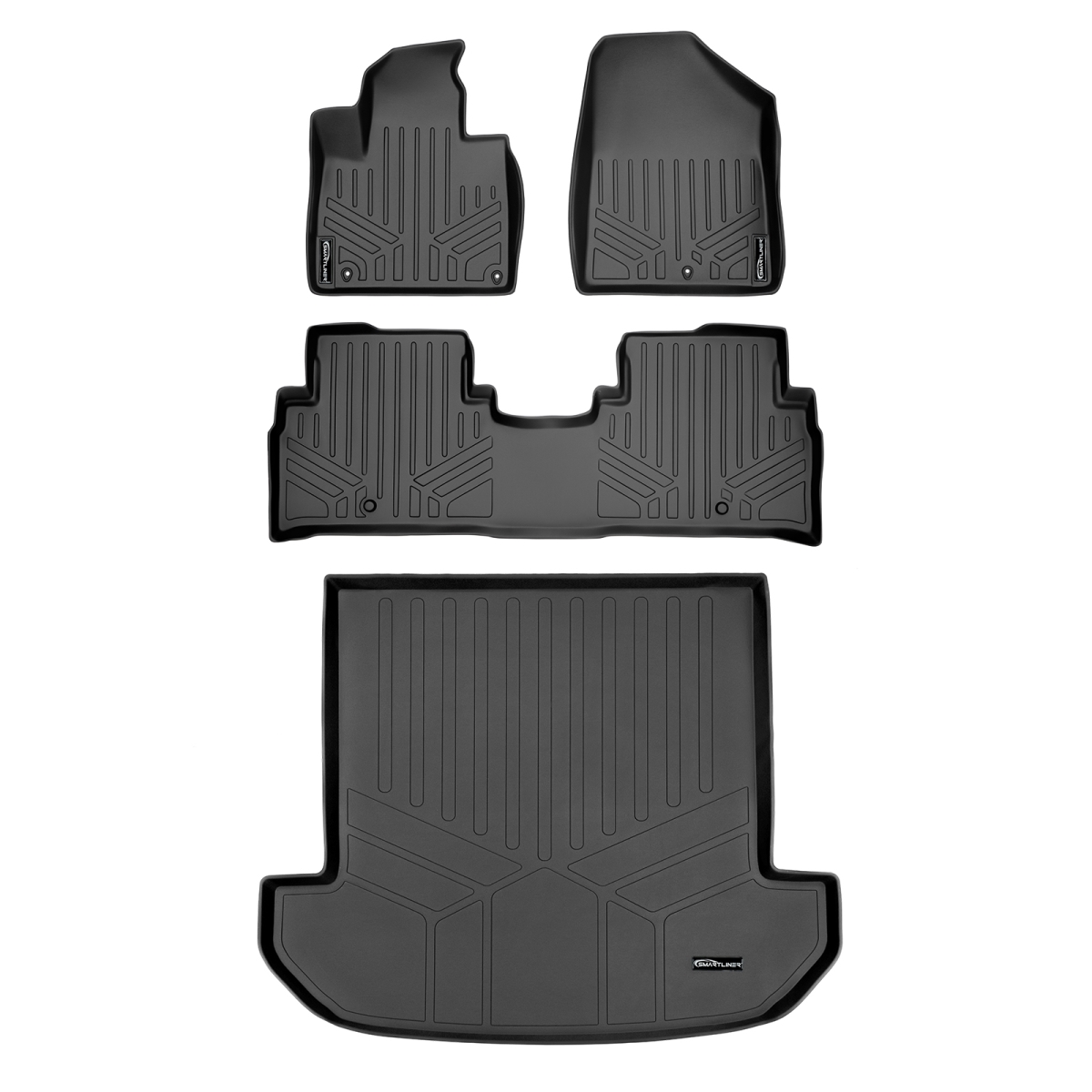 SA0191-B0191-D0191 Custom Fit 2 Rows Floor Mats & Cargo Liner Set - 7 Passenger Model Only for 2016-2020 Kia Sorento, Black