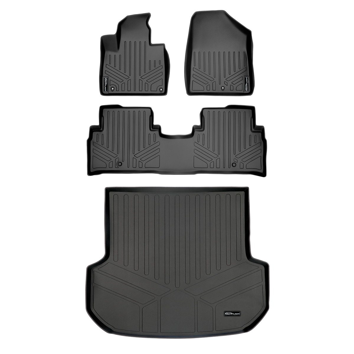 SA0191-B0191-D0209 Custom Fit 2 Rows Floor Mats & Cargo Liner Set - 5 Passenger Model Only for 2016-2018 Kia Sorento, Black