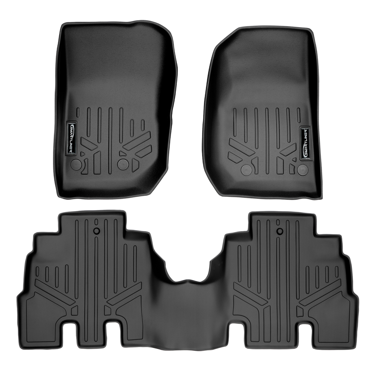 SA0194-B0194 Custom Fit Floor Mats 1st & 2nd Row Liner Set for 2014-2018 Jeep Wrangler, Black