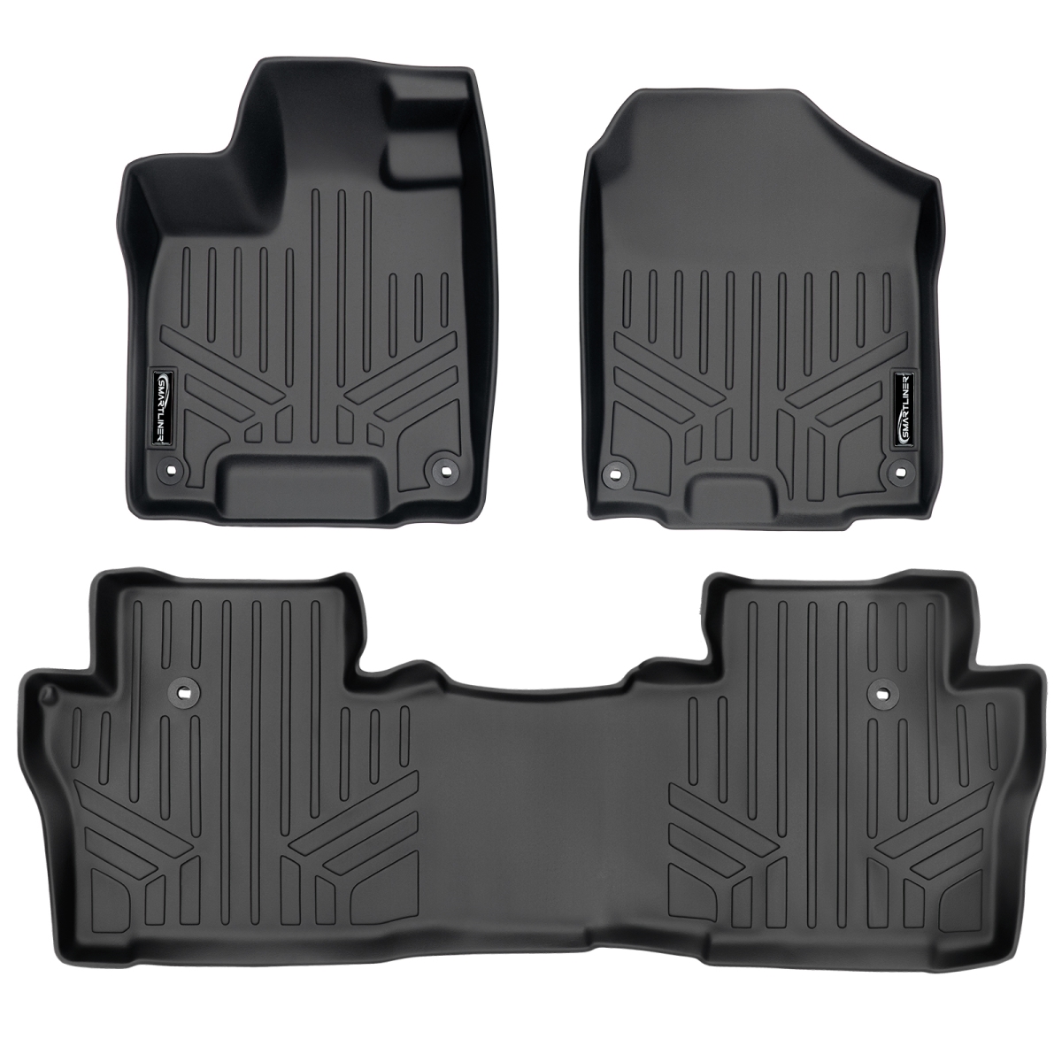 SA0200-B0200 Custom Fit 2 Row Floor Mats Liner Set for 2016-2021 Honda Pilot, Black