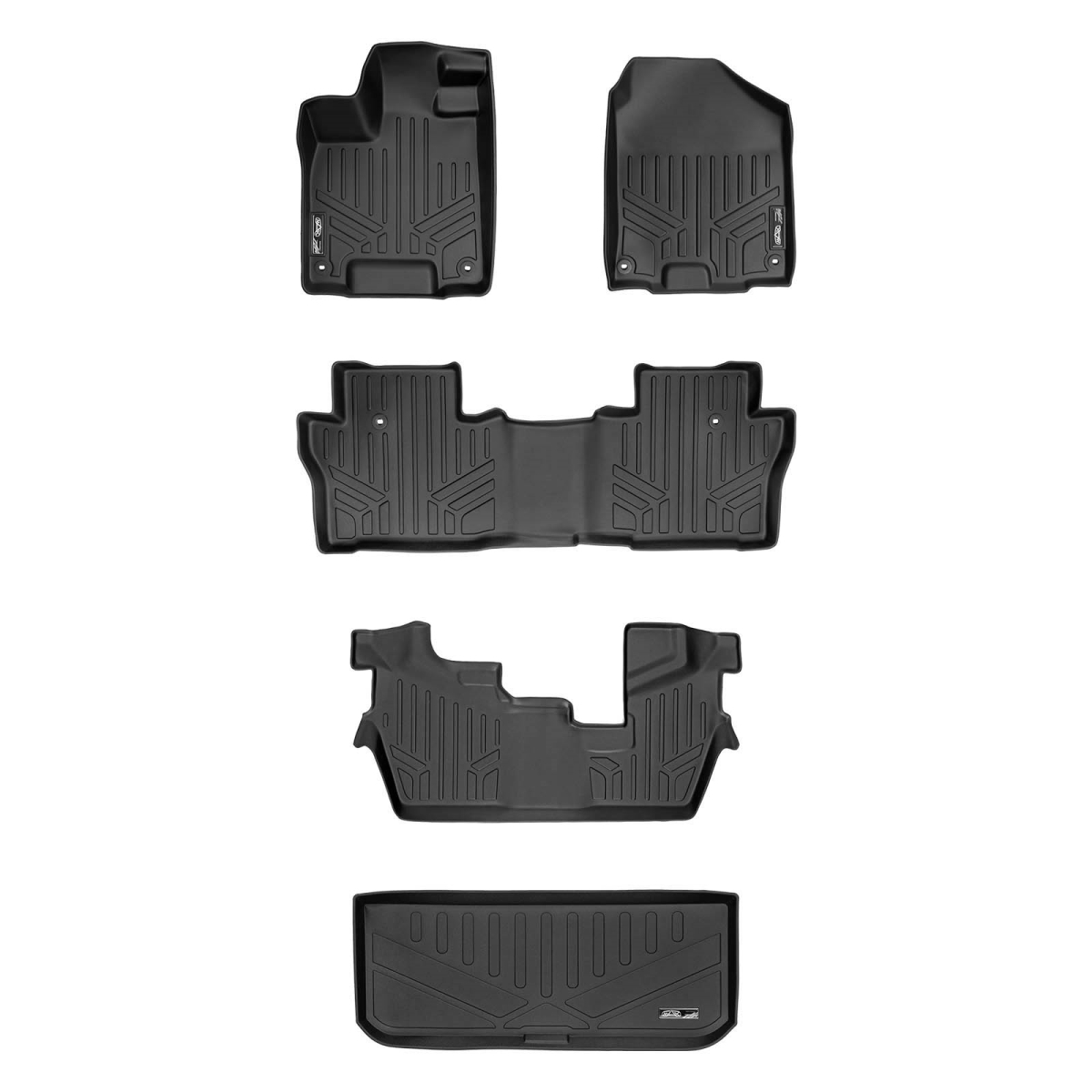 SA0200-B0200-C0200-E0219 Custom Fit 3 Rows Behind Floor Mats & Cargo Liner Set - 8 Passenger Model for 2016-2021 Honda Pilot, Black
