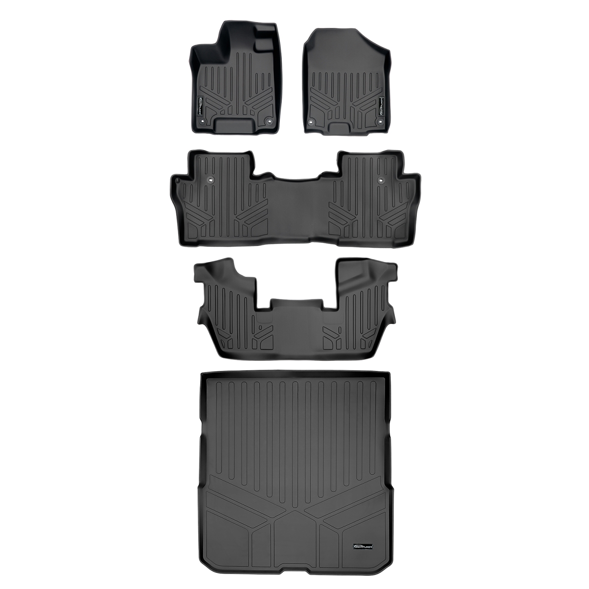 SA0200-B0200-C0219-D0200 Custom Fit 3 Rows Behind 2nd Row Floor Mats & Cargo Liner Set - 7 Passenger Model for 2016-2021 Honda Pilot, Black