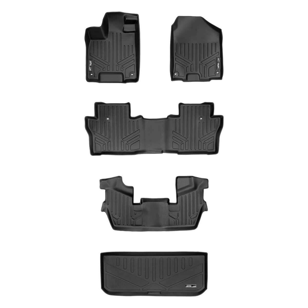 SA0200-B0200-C0219-E0219 Custom Fit 3 Rows Behind Floor Mats & Cargo Liner Set - 7 Passenger Model for 2016-2021 Honda Pilot, Black
