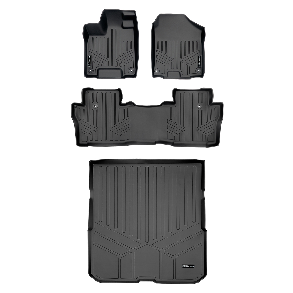 SA0200-B0200-D0200 Custom Fit 2 Rows Behind Floor Mats & Cargo Liner Set for 2016-2021 Honda Pilot, Black