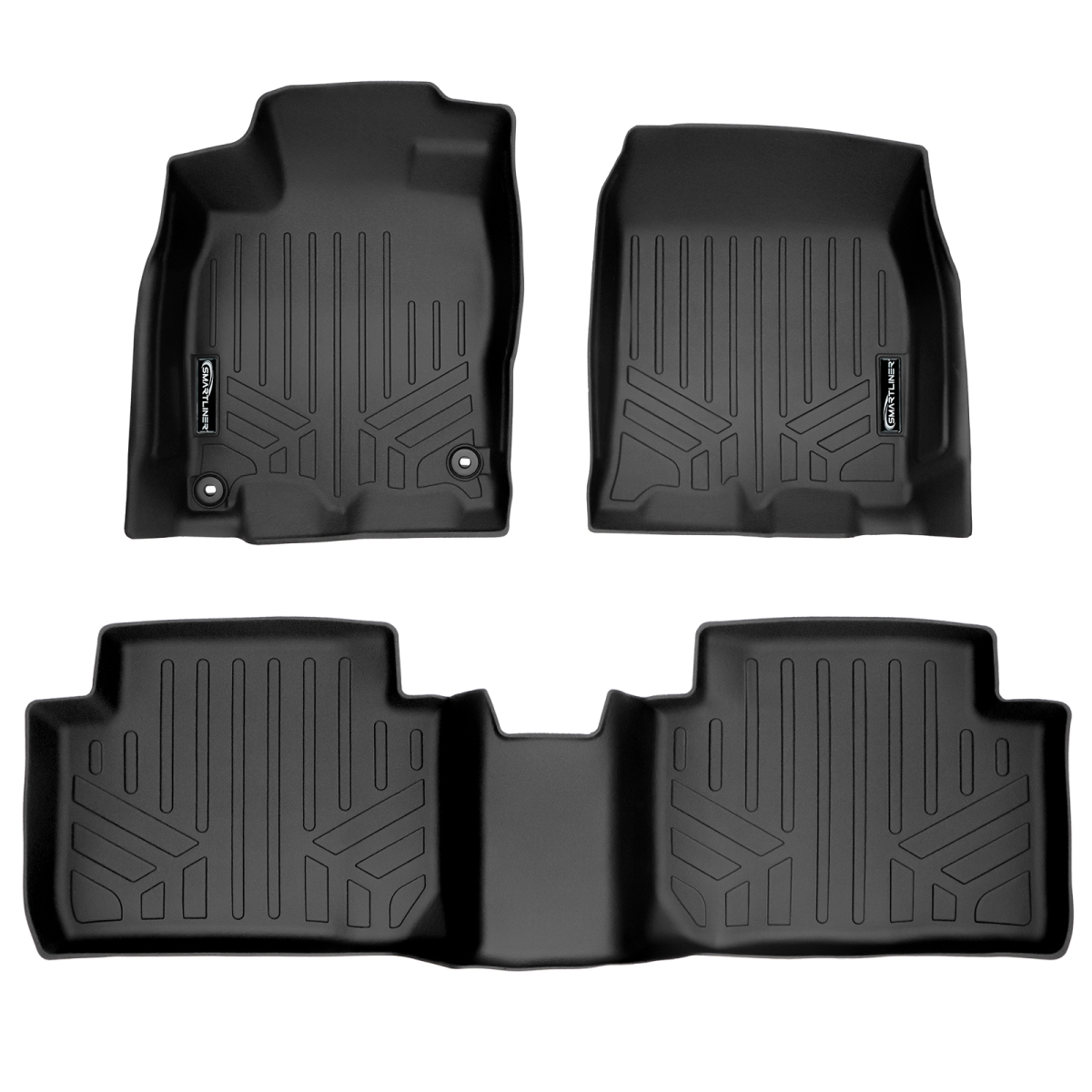 SA0224-B0224 Custom Fit 2 Row Floor Mats Liner Set - Sedan or Hatchback for 2016-2021 Honda Civic, Black