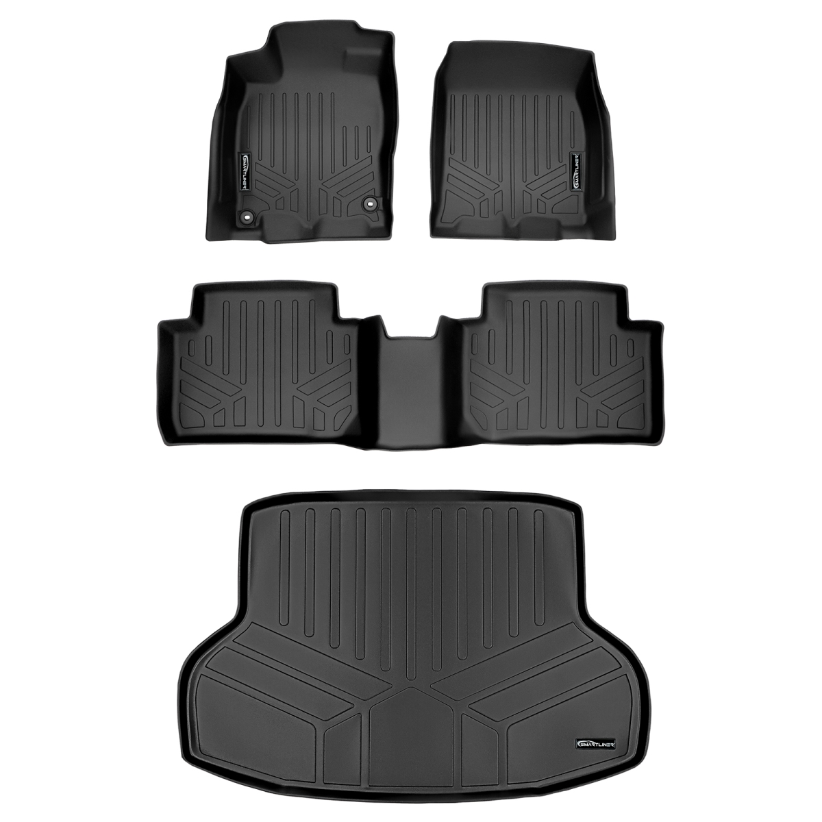 SA0224-B0224-D0224 Custom Fit Floor Mats & Cargo Liner Set for 2016-2021 Honda Civic Sedan, Black