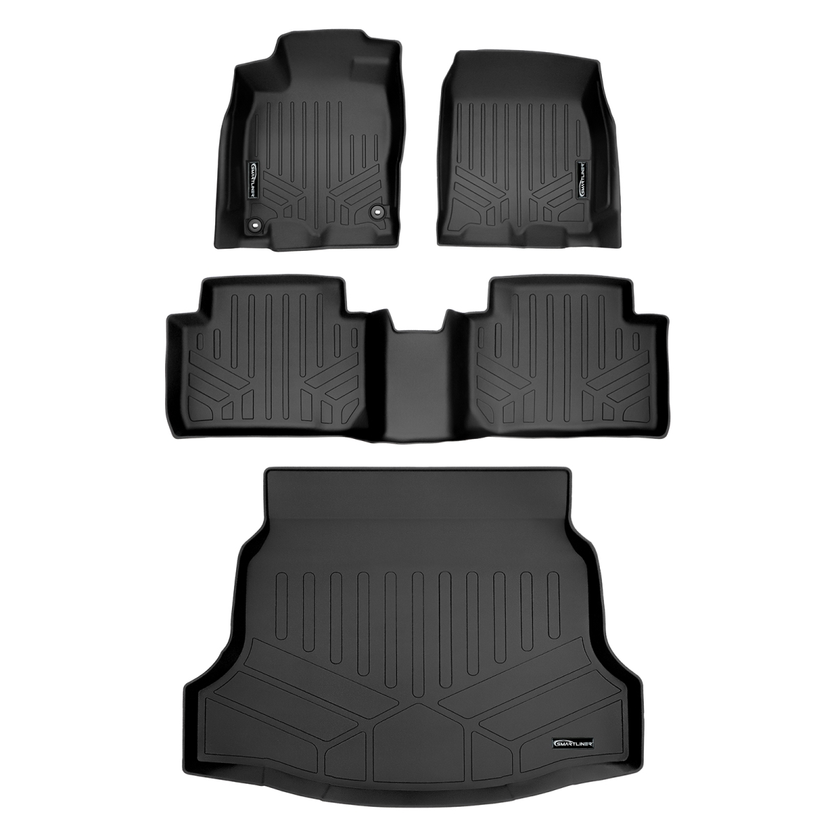 SA0224-B0224-D0397 Custom Floor Mats & Cargo Liner Set for 2017-2021 Honda Civic Hatchback, Black