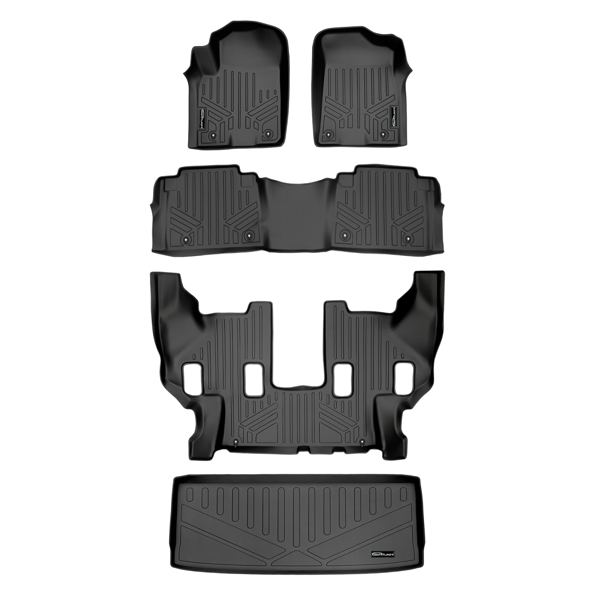 SA0242-B0242-C0242-E0242 3 Rows Behind Floor Mats & Cargo Liner Set for 2011-2013 Infiniti QX56, Black