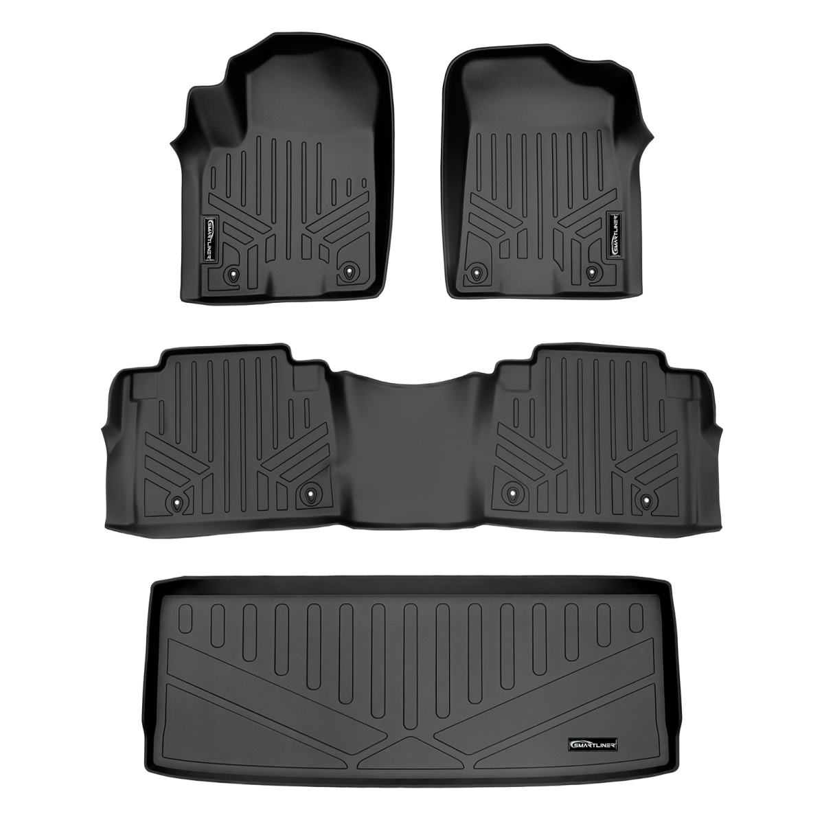 SA0242-B0242-E0242 2 Rows Behind 3rd Row Floor Mats & Cargo Liner Set for 2011-2013 Infiniti QX56, Black