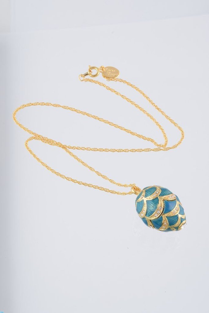 Egg Pendant Necklace, Gold & Light Blue