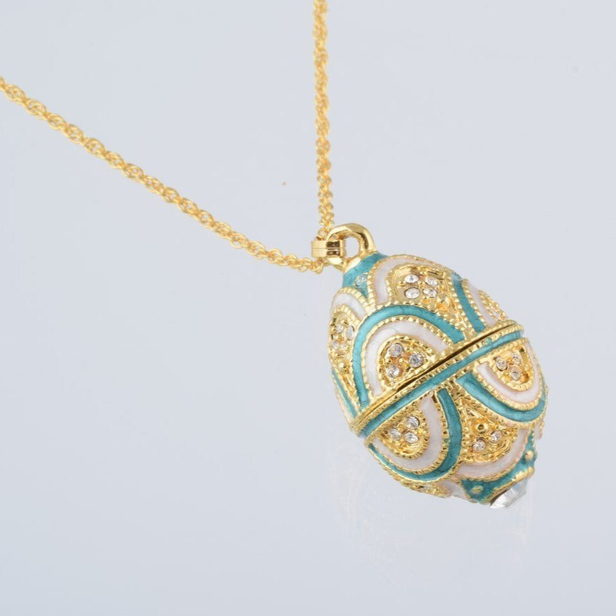 17.32 in. 24K Gold & Light Blue Egg Pendant Necklace