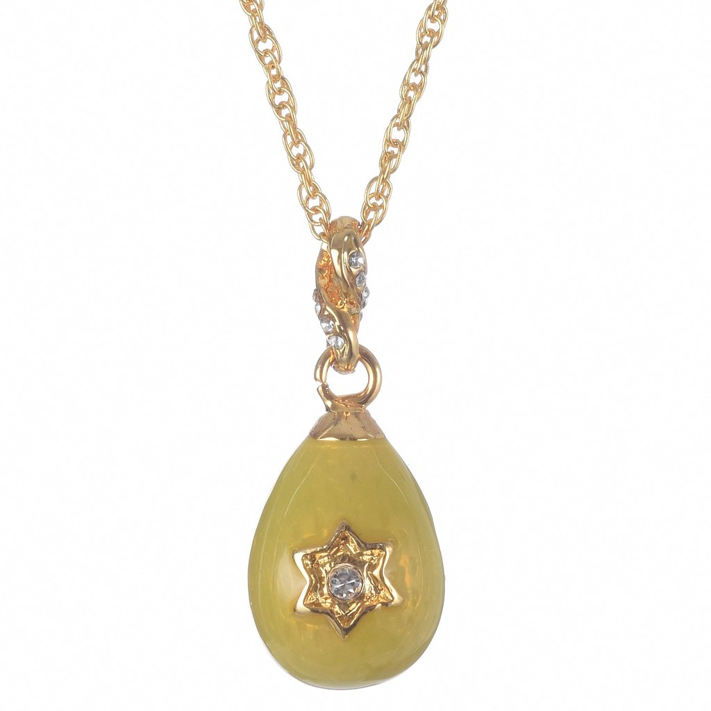 Egg with Star of David Pendant Gold Necklace, Yellow