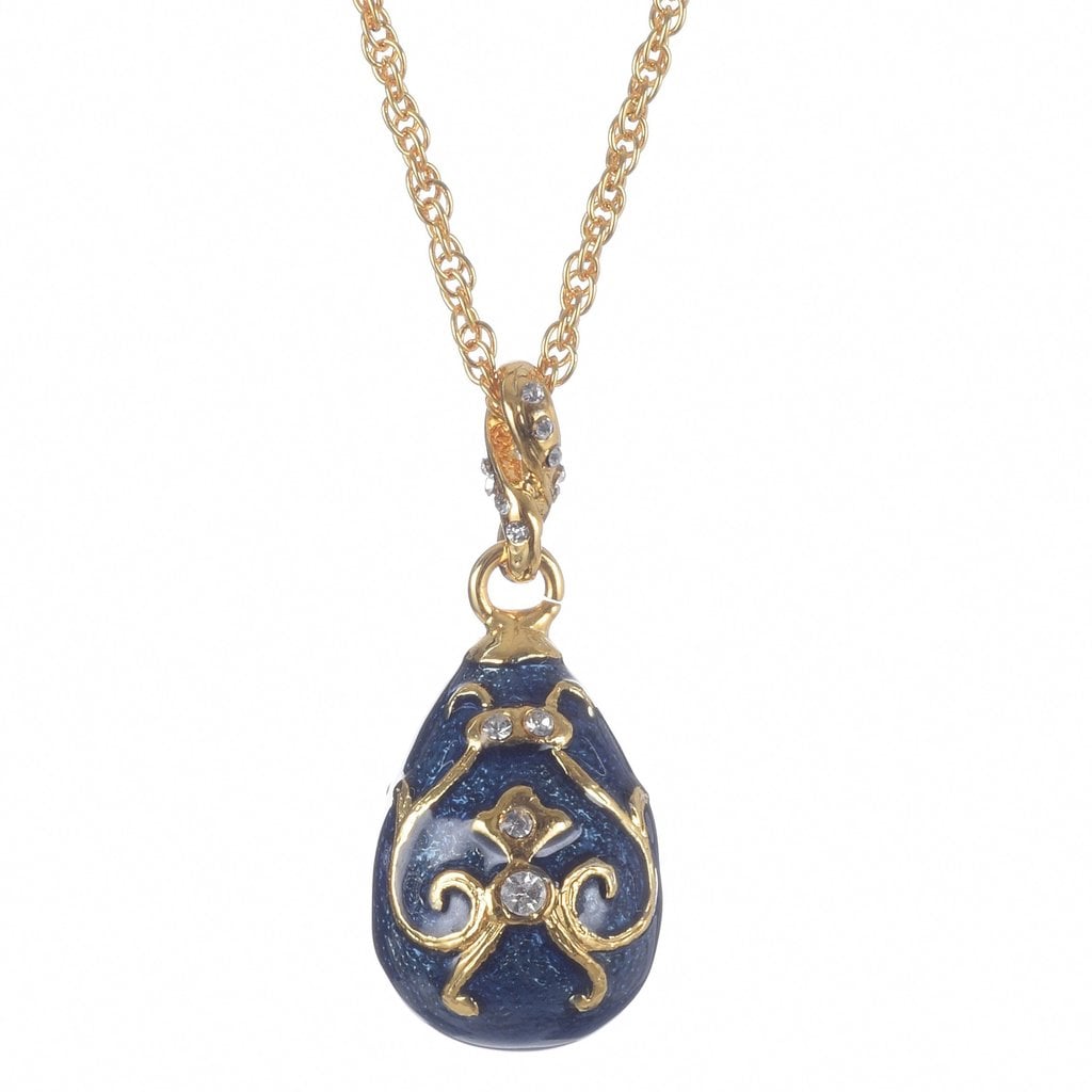 Egg Pendant Necklace, Blue