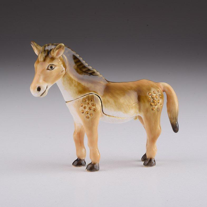 Brown Donkey Enamel Painted Trinket Box with Austrian Crystals