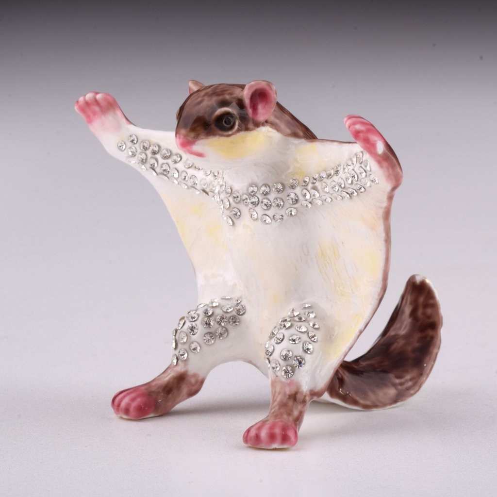 Brown Bat Enamel Painted Trinket Box with Austrian Crystals