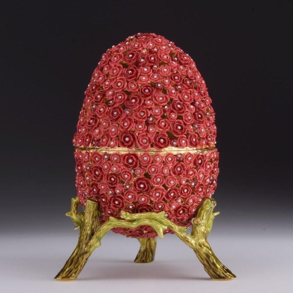 Red Flowers Faberge Egg Enamel Painted Trinket Box with Austrian Crystals -  Propiedades, PR3030289