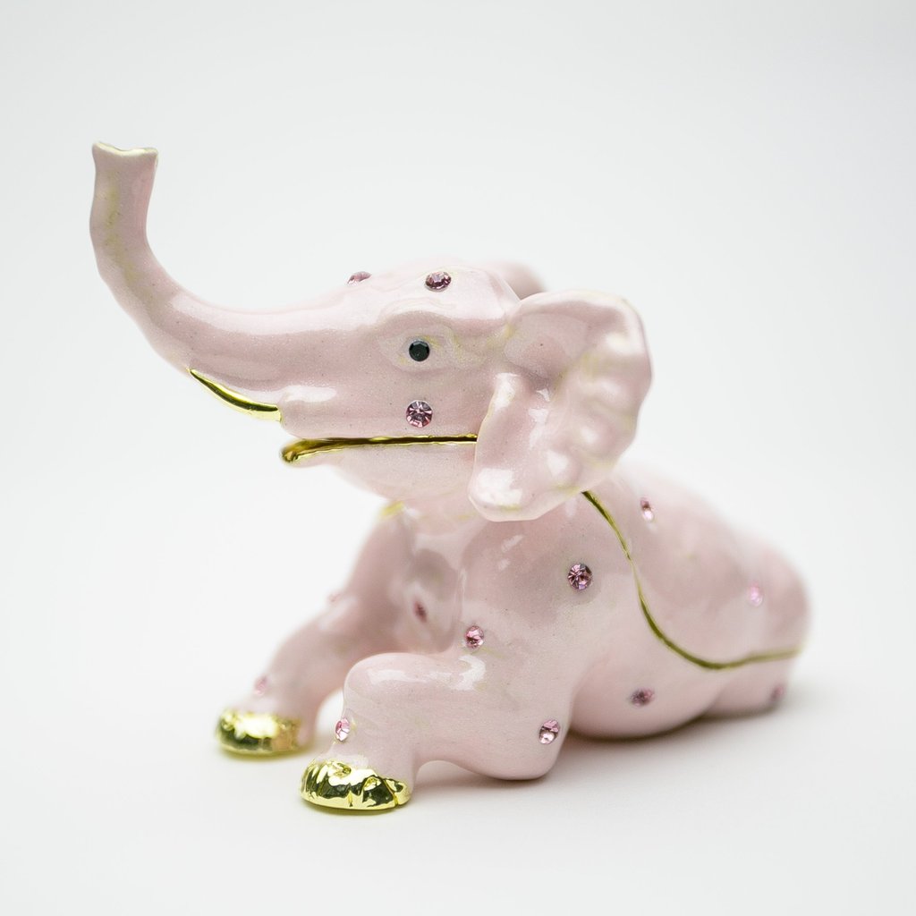 EL2025 Pink Elephant Enamel Painted Trinket Box with Austrian Crystals -  Keren Kopal