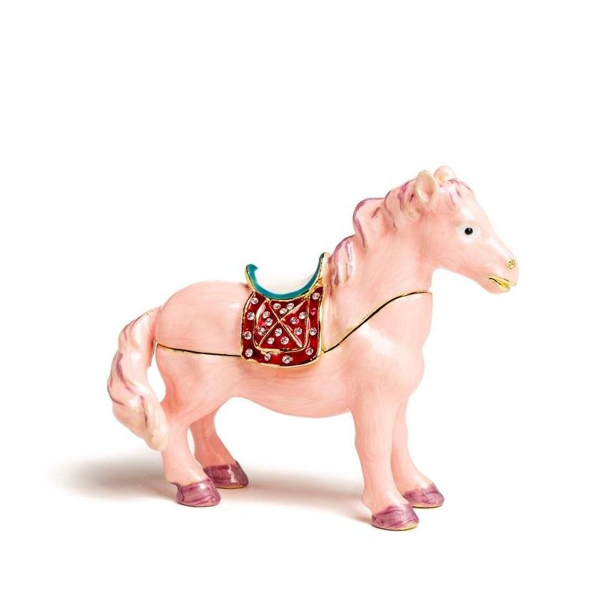 HR2020 Pink Horse Enamel Painted Trinket Box with Austrian Crystals -  Keren Kopal