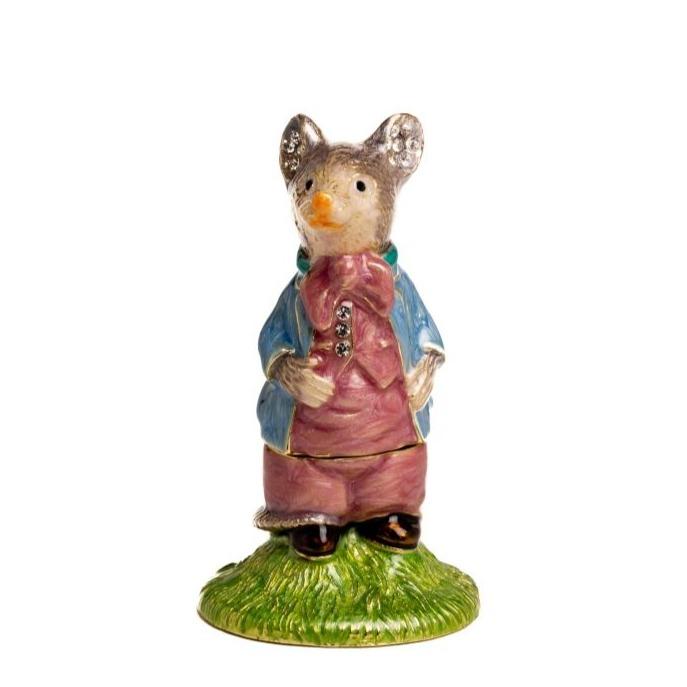 Father Mouse Enamel Painted Trinket Box with Austrian Crystals